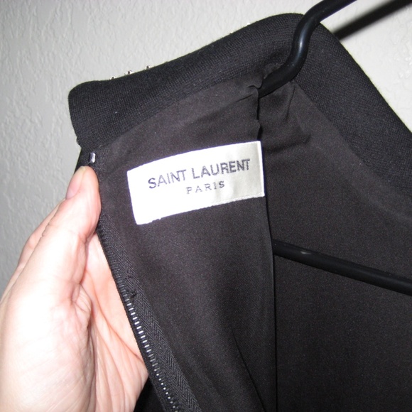 60s Style Black Wool Saint Laurent Mini Dress with Crystal Detail 36FR - Picture 6 of 9